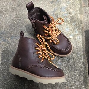 Cat & Jack Brown Boots with Yellow-Orange Laces